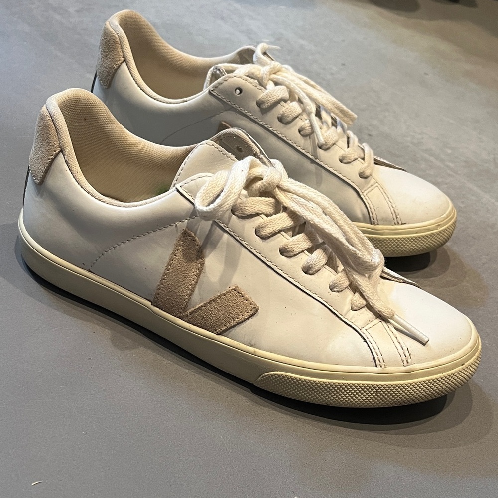 Veja Off-White and Tan Sneakers